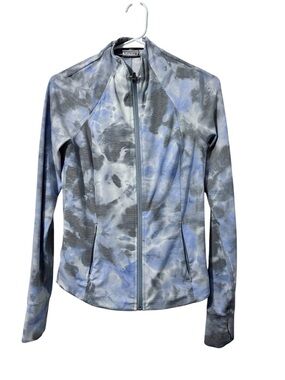 Athleta Blue Gray Tie-Dye Zip Jacket